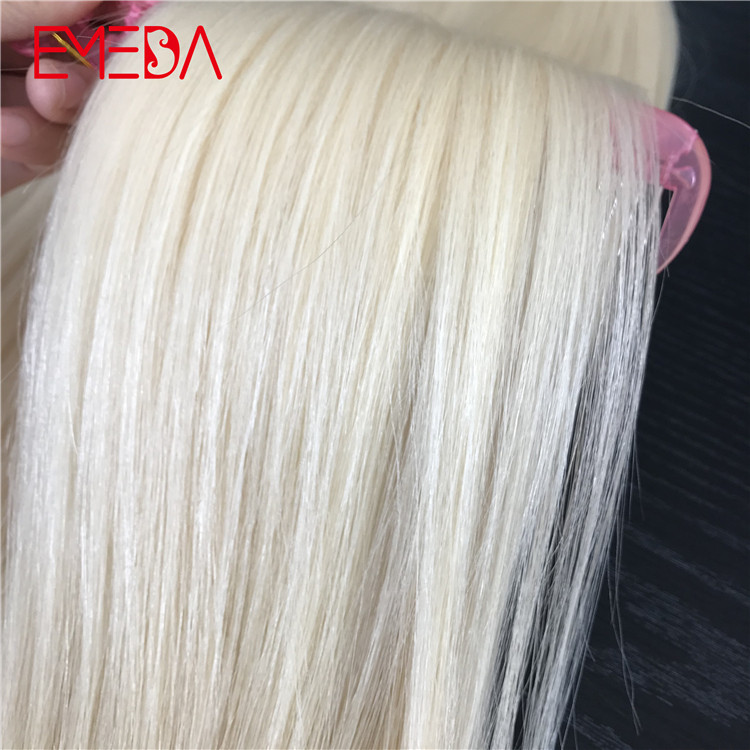 Light blonde hand tied virgin cuticle hair weft hair extension factory YJ285